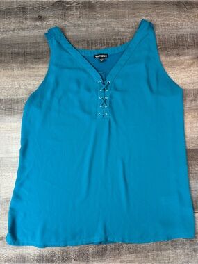 Express Teal Lace-Up V-Neck Sleeveless Camisole